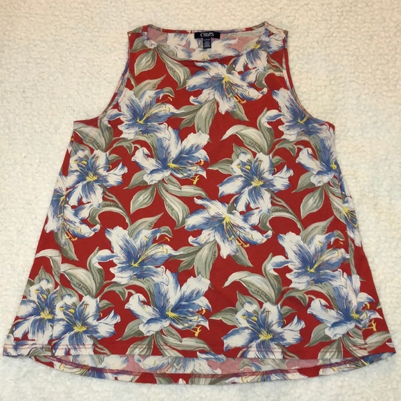 Chaps Red Floral Tank - Picture 2 of 5